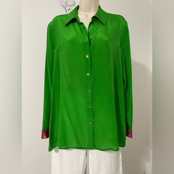 EUC L’Agence Gio Button Down Silk Shirt Size XL - Picture 4 of 16